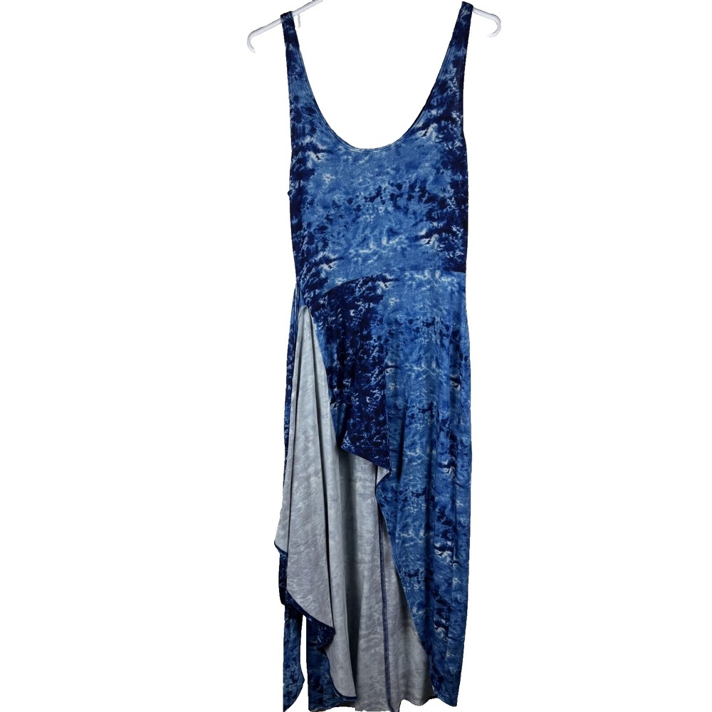 Reformation Kaila Jersey Knit Midi Dress Womens Small Blue Tie Dye Tank‎ Wrap